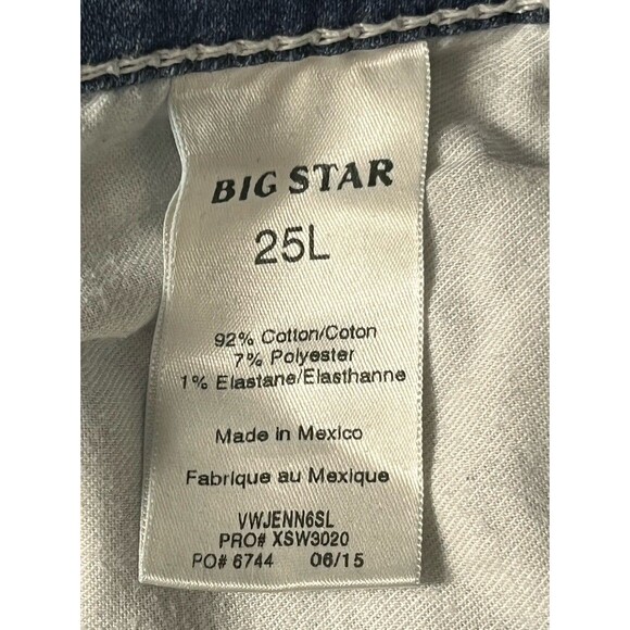 Big Star Jeans Distressed Embroidered Western Denim Thick Stitch 25 L Skinny Low - Picture 8 of 8